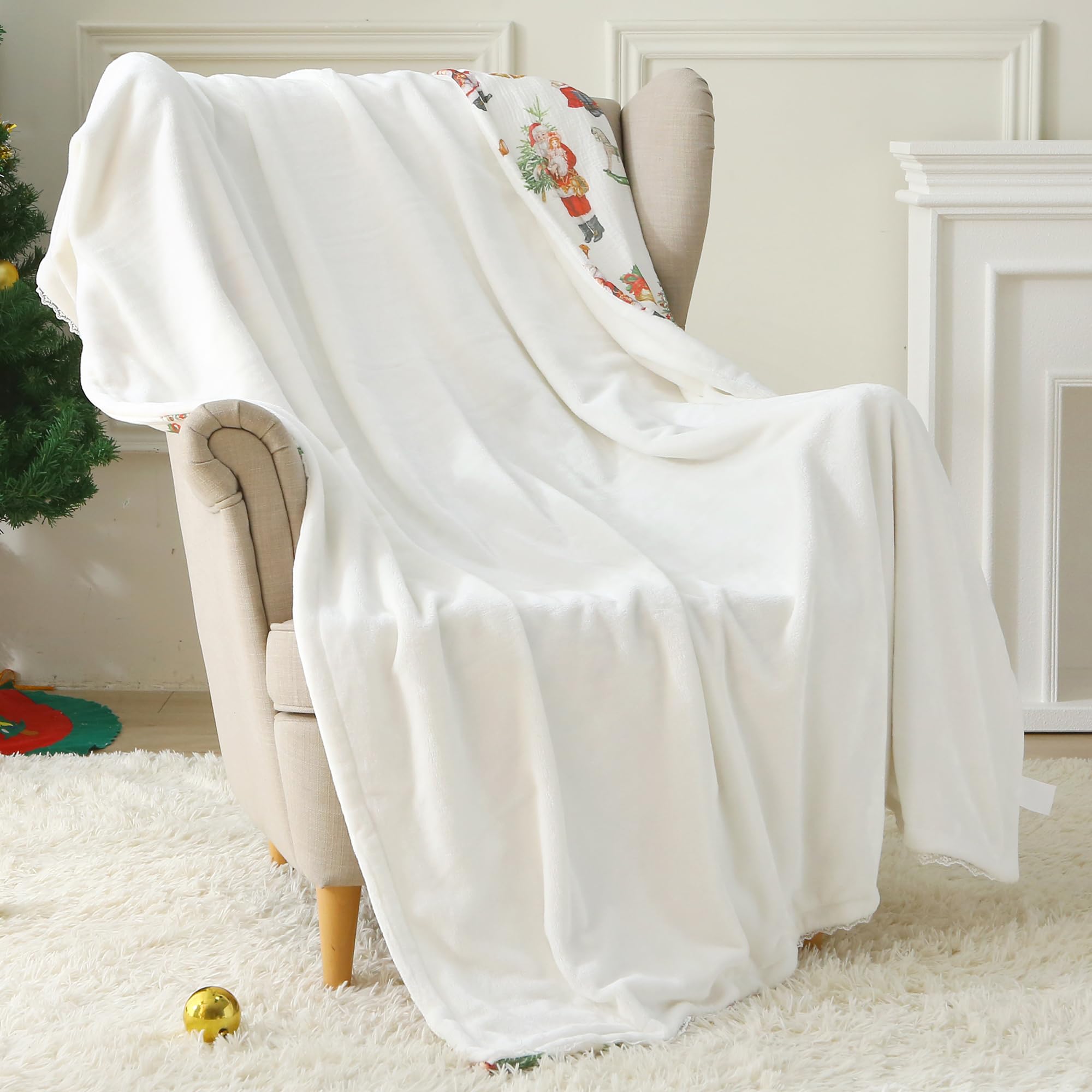 Christmas Throw Blanket Reversible Muslin Blankets 50x70 inch