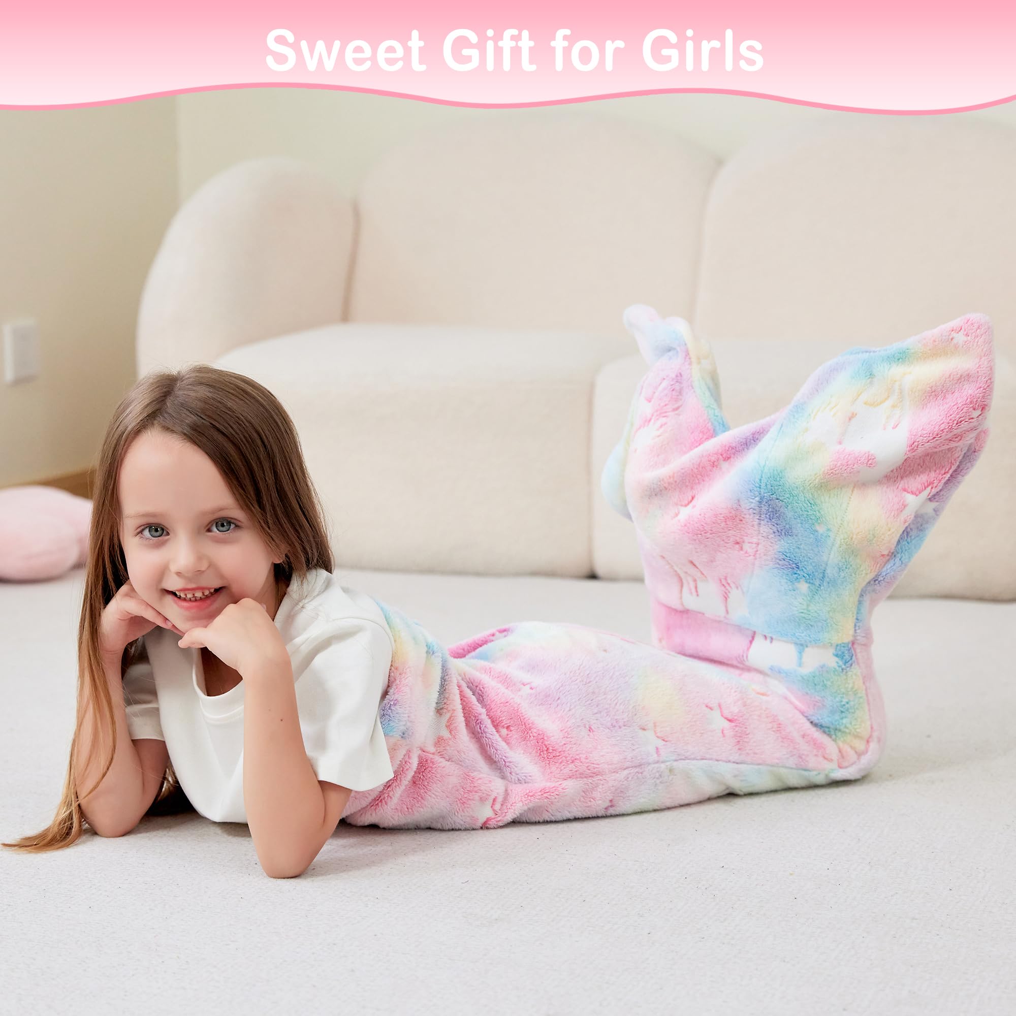 Tie-dye Unicorn Kids Mermaid Tail Blanket