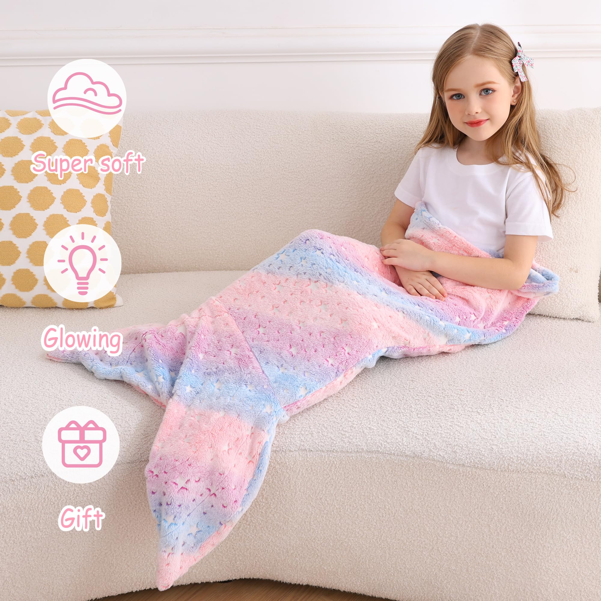 Multicolor Star Multicolor Star Kids Mermaid Tail Blanket