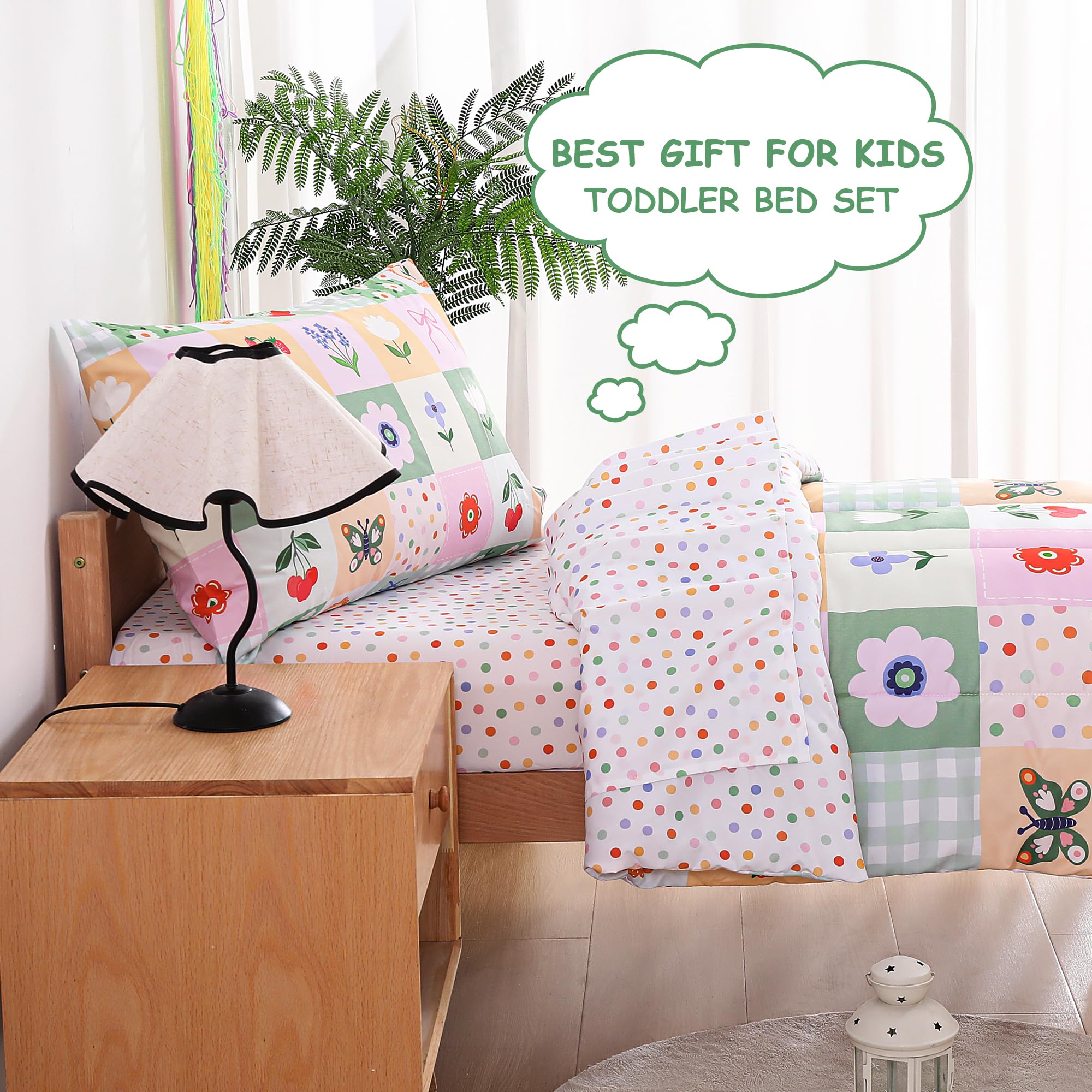 Floral Butterfly Toddler Comforter Set– 4 Piece