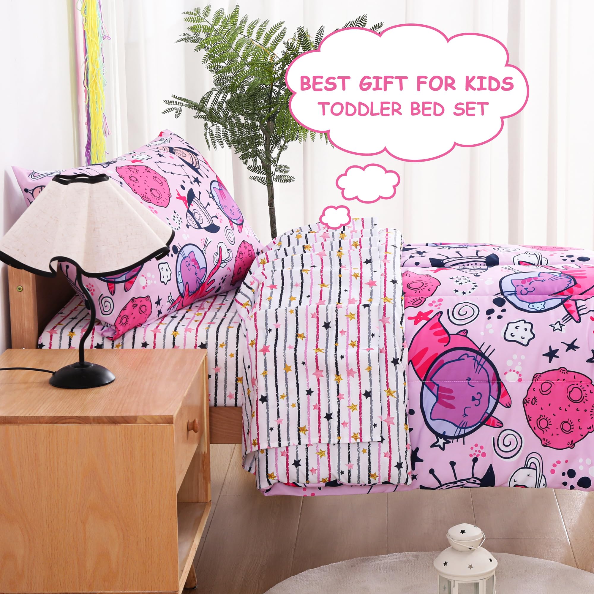 Space Cat Toddler Comforter Set– 4 Piece
