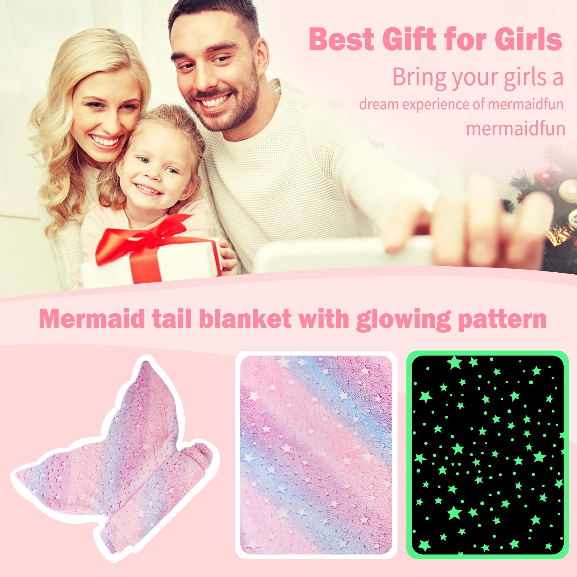 Multicolor Star Multicolor Star Kids Mermaid Tail Blanket