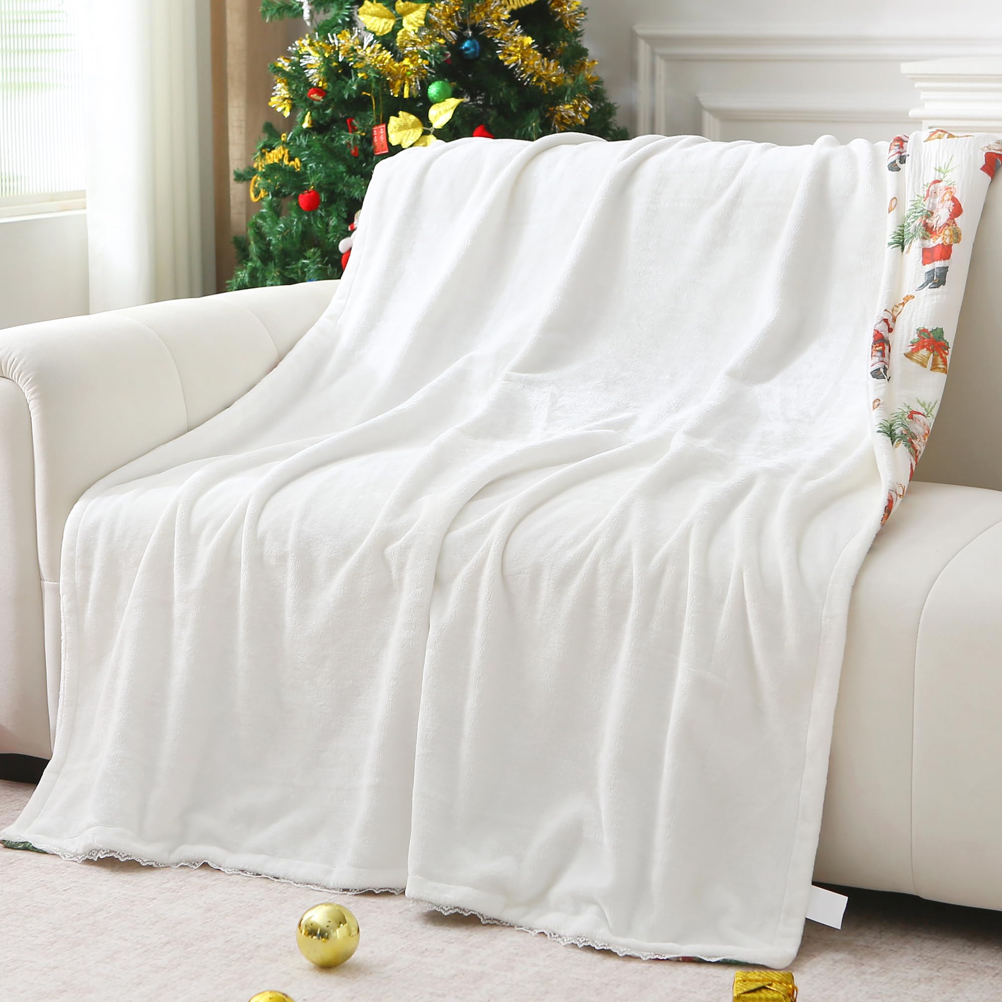 Christmas Throw Blanket Reversible Muslin Blankets 50x70 inch