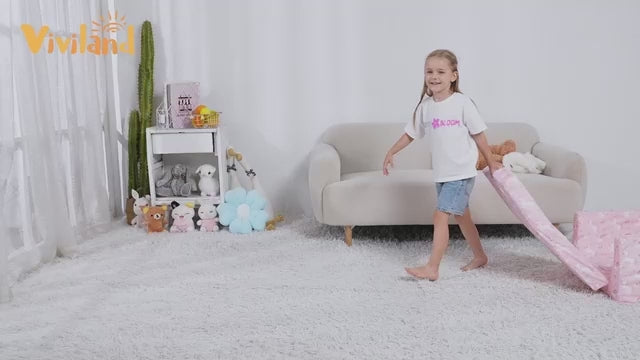 Load video: Glow Star 2-in-1 Kids Sofa for Toddler Convertible Sofa to Lounger Bed