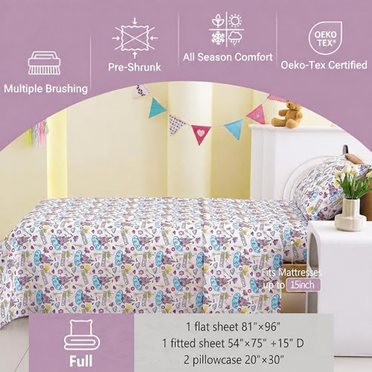 Castle Diamond Kids Microfiber Bed Sheet Set Deep Pocket Soft & Breathable